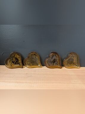 Vintage Indiana Glass Sandwich Heart Little Dishes